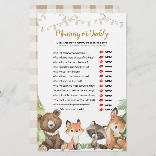 Mommy or Daddy Games Woodland Baby Shower