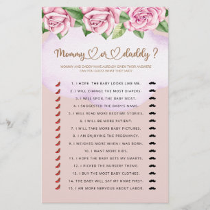 Mommy or daddy girl baby shower game