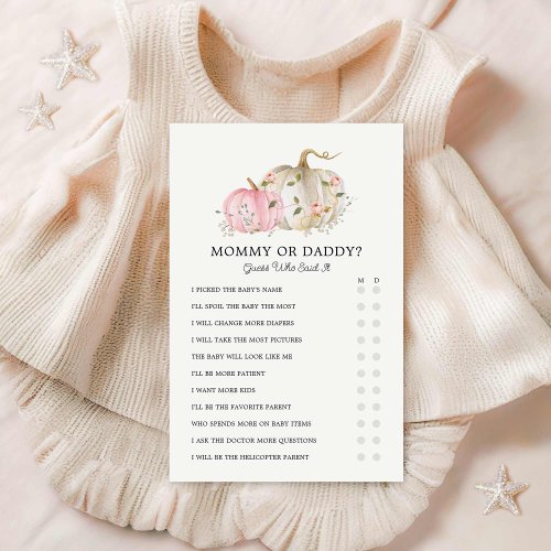 Mommy or Daddy Girl Fall Baby Shower Game