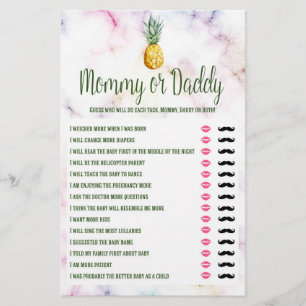 Mommy or Daddy Pineapple Summer Baby Shower Game Flyer