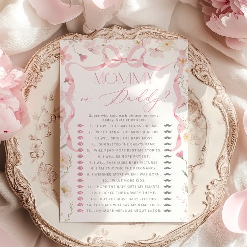  Mommy or Daddy Pink Bow Guess Who Floral game
