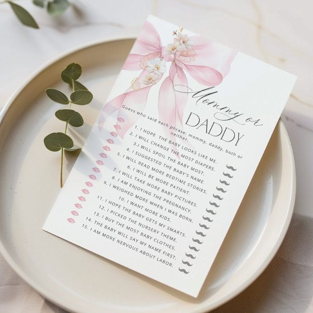  Mommy or Daddy Pink Bow Guess Who Floral game (Creator Uploaded)