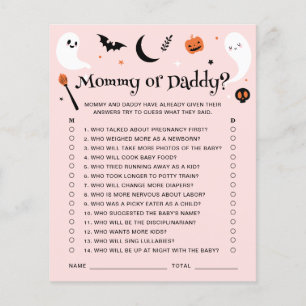 Mommy Or Daddy Pink Halloween Baby Shower Game