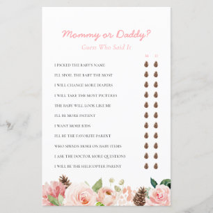 Mommy or Daddy Pink Winter Baby Shower Game