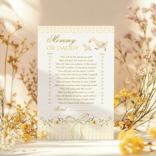 Mommy or Daddy Silly Goose Baby shower game