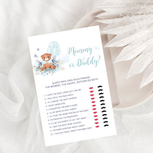 Mommy or Daddy Teddy Bear Boy Baby Shower Game