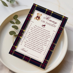 Mommy or Daddy Teddy Bear Plaid Baby Shower game