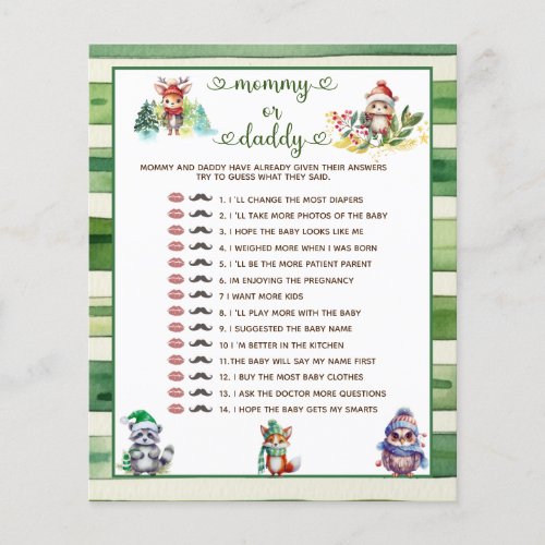Mommy or Daddy Winter Christmas Baby Shower Game  