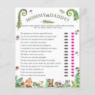 Mommy or daddy woodland animal baby shower game