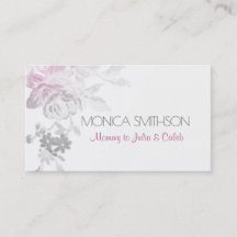 mommy personal calling card floral flowers pink