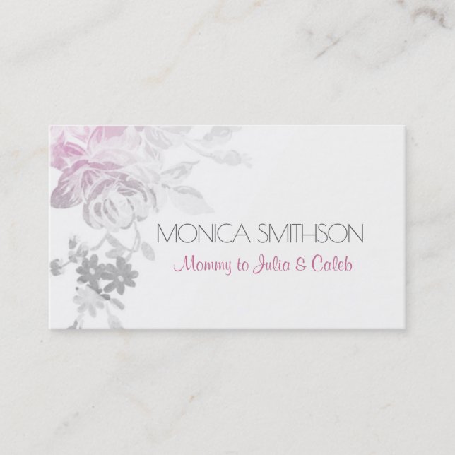 mommy personal calling card floral flowers pink (Front)