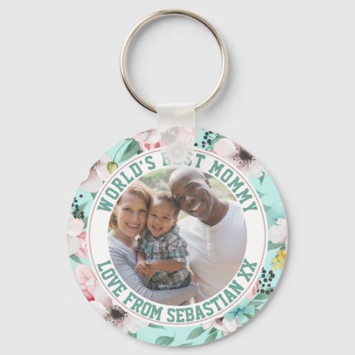  Mommy Personalized Photo Template Flower Pattern Keychain