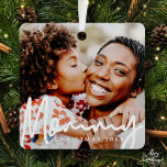 Mommy Photo Christmas Holiday Modern Elegant Chic Metal Ornament<br><div class="desc">Design is composed of modern chic typography with sans serif and serif font. Add a custom photo of mommy and year.</div>