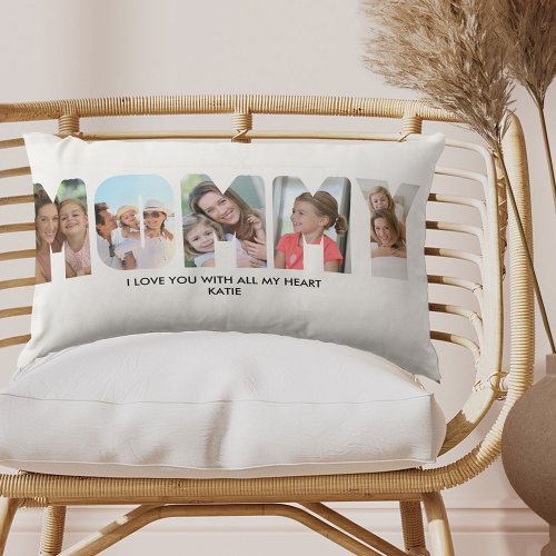 MOMMY Photo Collage Picture Letter Cutout Lumbar Pillow