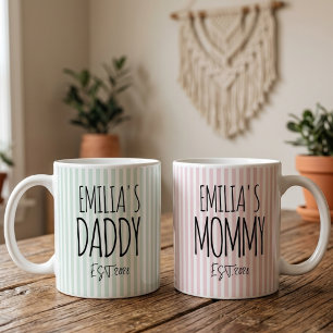 Mommy Pink Stripes Mother’s Day Personalized Coffee Mug