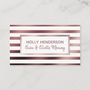 Mommy Play Date Card in Rose Gold & White Stripes