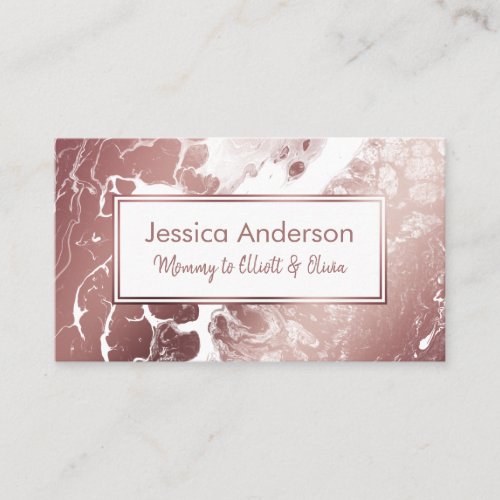 Mommy Playdate Card in Rose Gold and White Marble