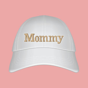 Mommy Preppy Off White Text Embroidered  Baseball Cap