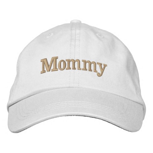 Mommy Preppy Off White Text Embroidered  Embroidered Baseball Cap