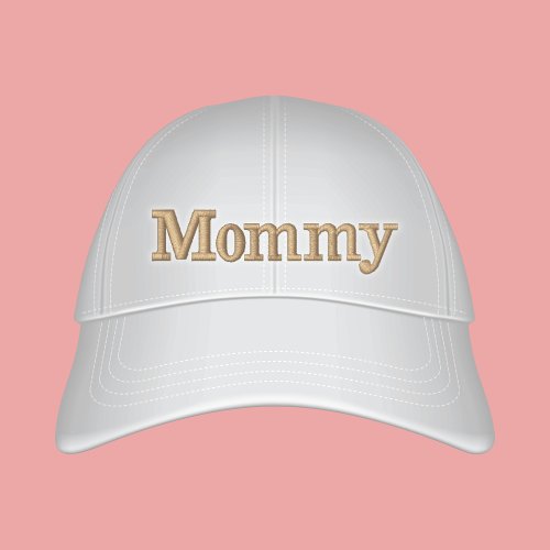 Mommy Preppy Off White Text Embroidered  Embroidered Baseball Cap