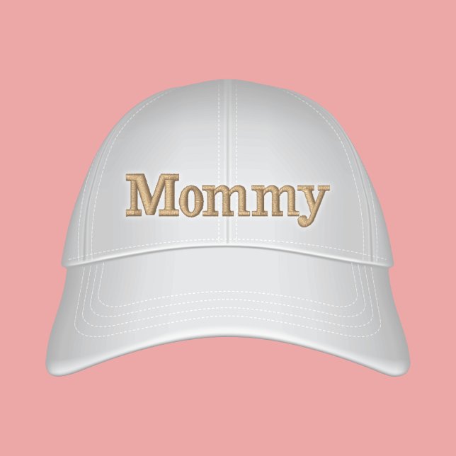 Mommy Preppy Off White Text Embroidered  Embroidered Baseball Cap (Creator Uploaded)