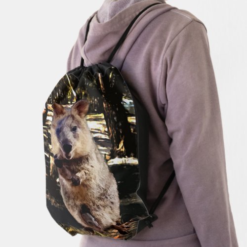 Mommy Quokka Water Color Drawstring Backpack