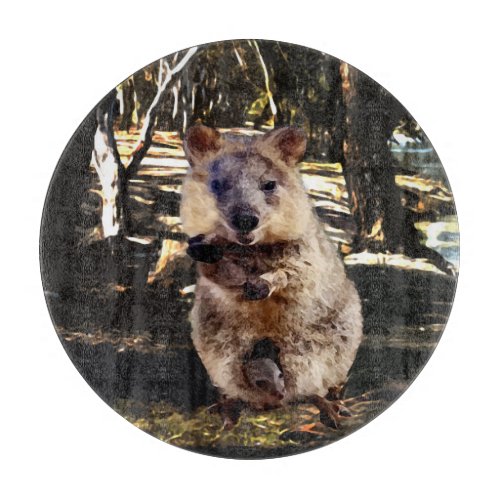Mommy Quokka Water Color Glass Chopping Board