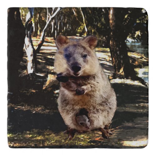 Mommy Quokka Water Color Stone Trivet