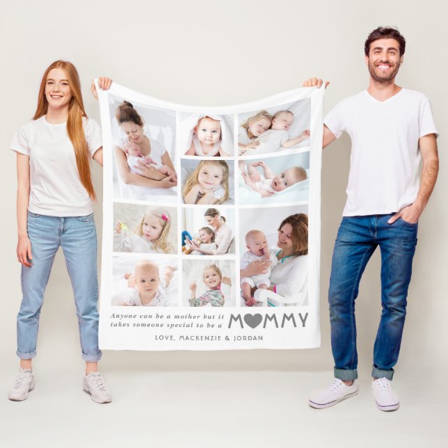 Mommy Quote 10 Photo Collage Personalized Fleece Blanket (In Situ)