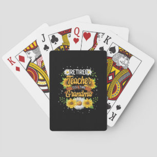 Mommy Retired Teacher Full Time Grandma Retirement Poker Cards