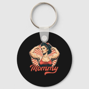 Mommy Retro Weightlifting And Bodybuilding Gym Mom Keychain