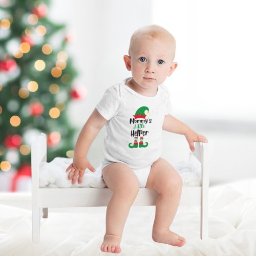 Mommys Little Helper Christmas Elf  Baby Bodysuit