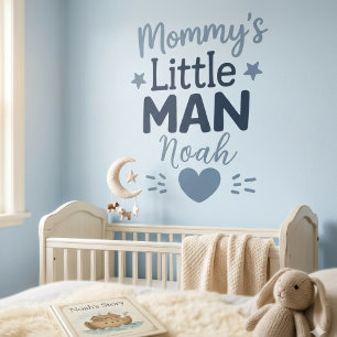 Mommy’s Little Man Blue Baby Boy Nursery Phrase Wall Decal