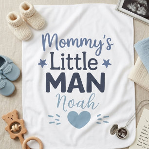 Mommy’s Little Man Blue Sweet Baby Boy Typography Blanket