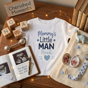 Mommy’s Little Man Sweet Blue Baby Boy Typography T-Shirt