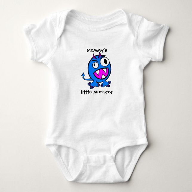 Mommy’s Little Monster- Blue Version Baby Bodysuit (Front)
