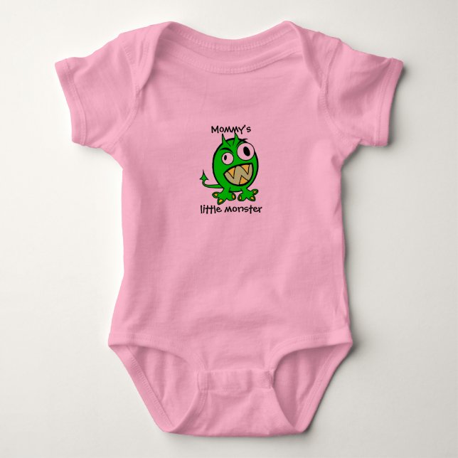 Mommy’s Little Monster- Green Version Baby Bodysuit (Front)