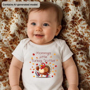 Mommy’s Little Turkey Trotter  Cute Thanksgiving Baby Bodysuit