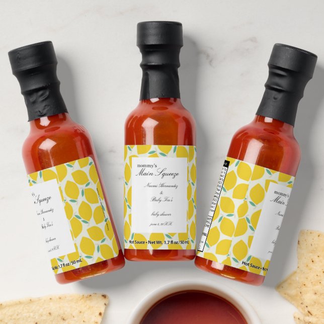 Mommy’s Main Squeeze Lemon Citrus Baby Shower Hot Sauces (Laydown)