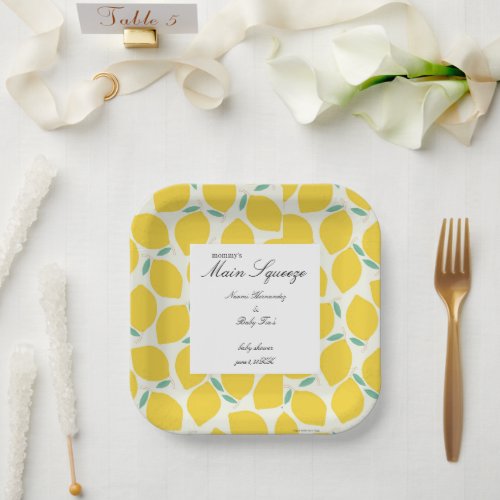 Mommys Main Squeeze Lemon Citrus Baby Shower Paper Plates