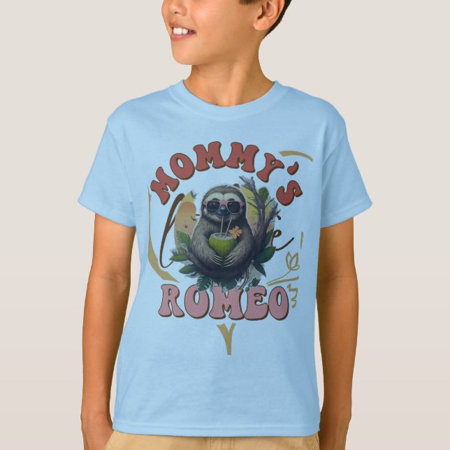   mommy`s romeo quirky sticker design  T-Shirt (Front)