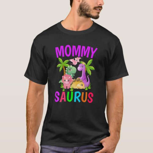 Mommy Saurus Birthday Boy Mom Dinosaur First Birth T_Shirt