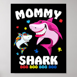 Mommy Shark Autism Awareness Gift -by Poster
