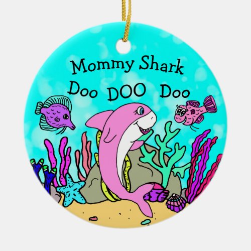 Mommy Shark Family Christmas Ornament