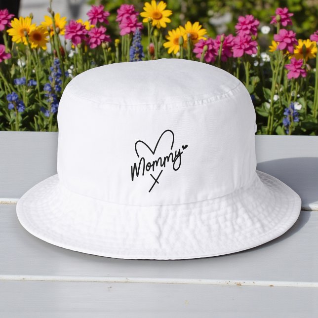 Mommy Simple Modern Script Typography Heart Bucket Hat (Creator Uploaded)