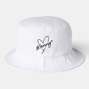 Mommy Simple Modern Script Typography Heart Bucket Hat