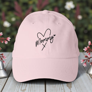 Mommy Simple Modern Script Typography Heart Performance Cap