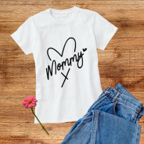 Mommy Simple Modern Script Typography Heart T-Shirt