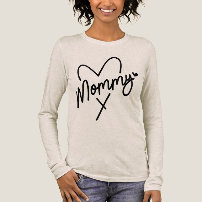 Mommy Simple Modern Script Typography Heart Tri-Blend Shirt (Front)
