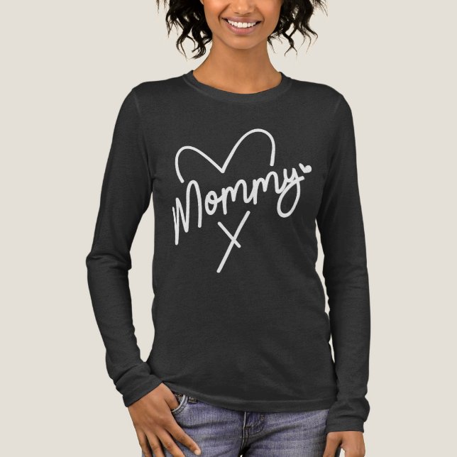 Mommy Simple Modern Script Typography Heart Tri-Blend Shirt (Front)